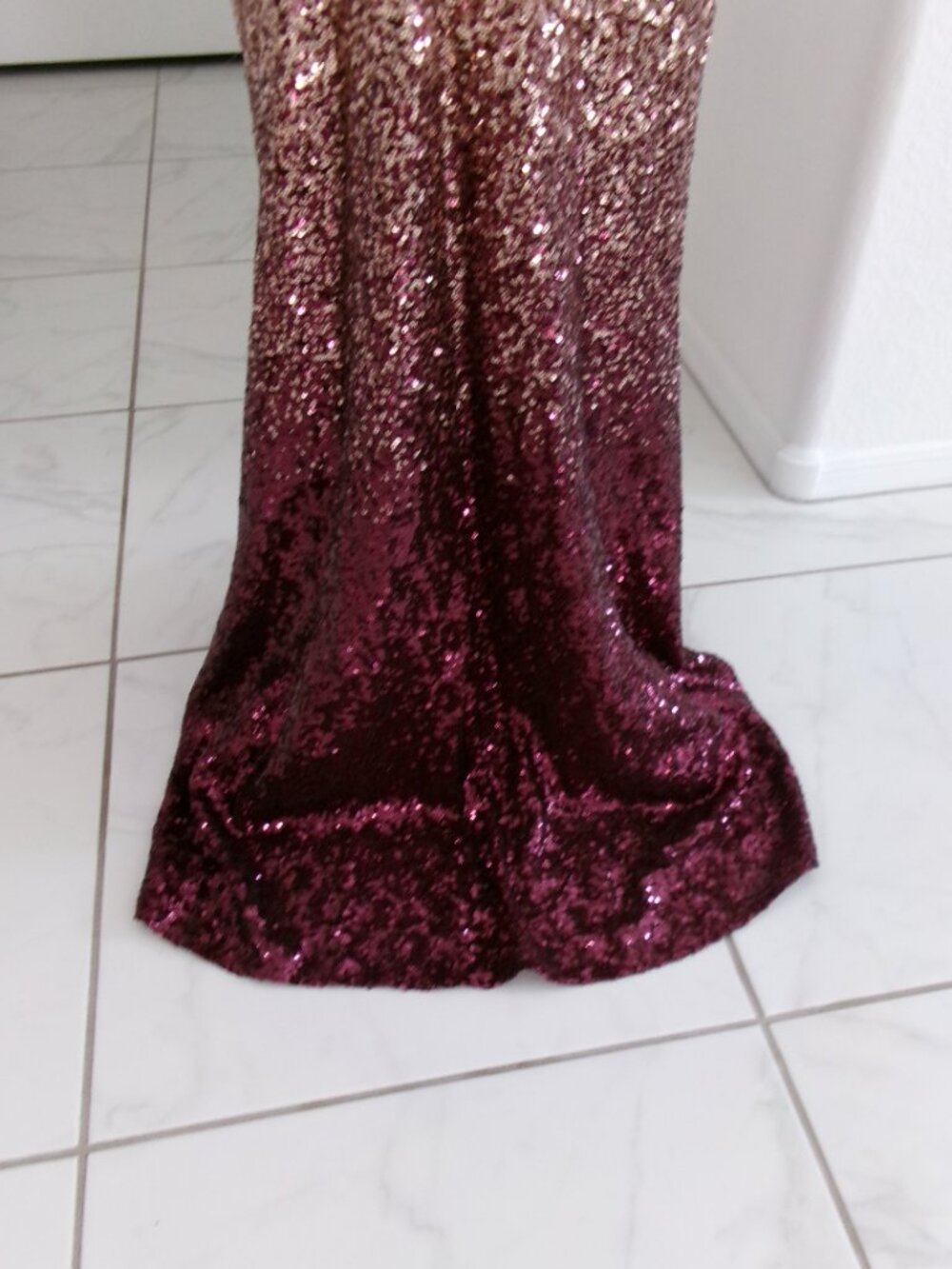 New Ever Pretty Sequin Mermaid Gown Formal Maxi Dress Gold Maroon Ombre M 6 8 10 - Picture 10 of 16